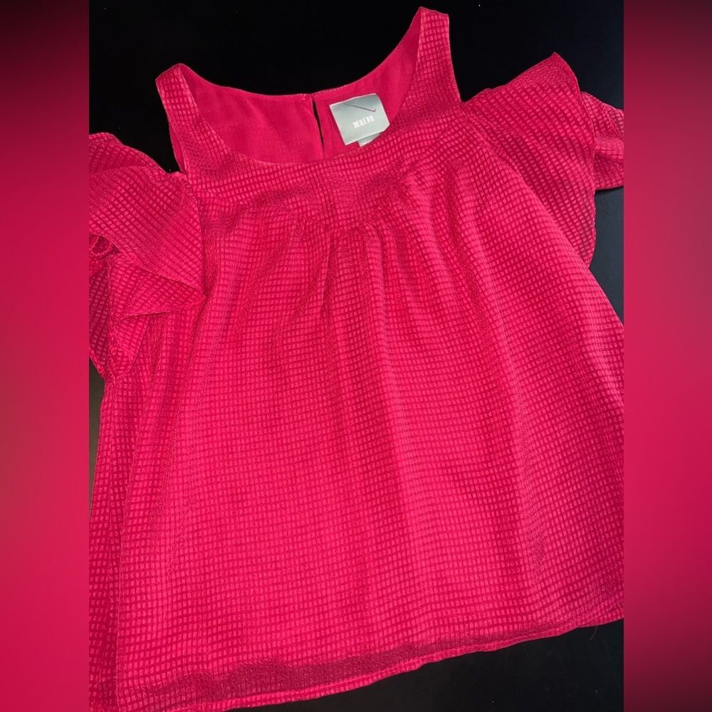 Anthropologie Maeve Tavin Open Cold Shoulder Blouse in Pink Size 2  EUC